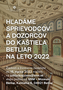 Hľadáme sprievodcov a dozorcov do kaštieľa betliar na leto 2022