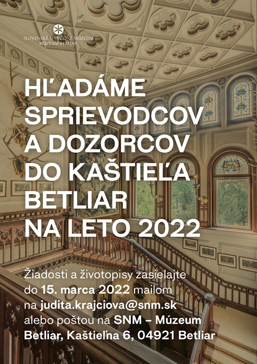 Hľadáme sprievodcov a dozorcov do kaštieľa betliar na leto 2022